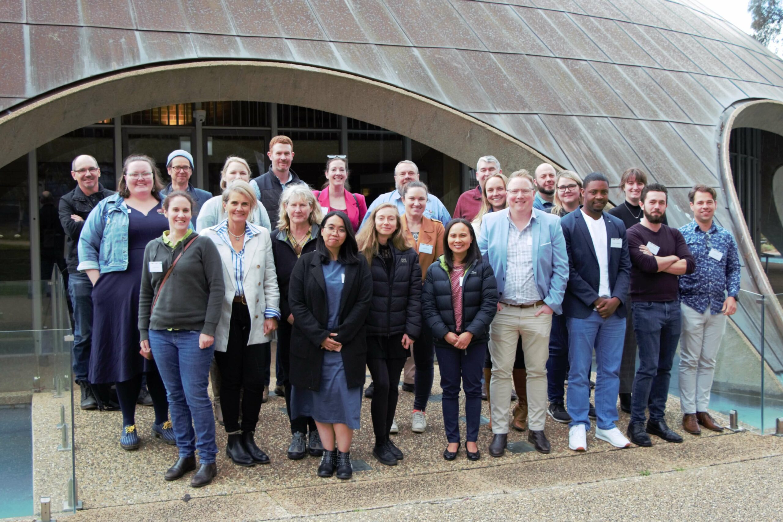 Balanced Researcher Program participants together outside the Shine Dome